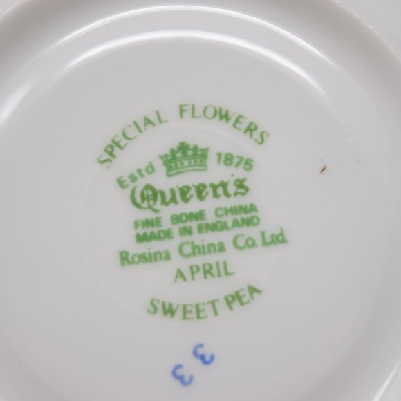 Rosina Queens Saucer Bone China Special Flowers Sweet Pea April England Floral - Picture 3 of 10